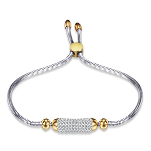 <b>Adjustable</b> Titanium Steel Snake Chain <b>Bracelet</b> With Rhinestone Inlay For Women Gift Jewelry - Product Image 1