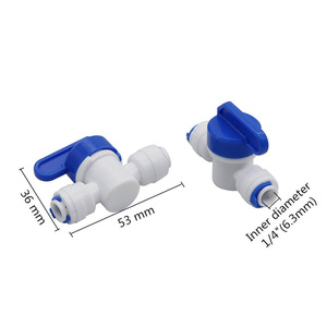 Robinet à bille droit égal à connexion rapide 1/4 pouce, raccords de coupure à pousser pour système de purification d'eau RO/DI - Product Image 3