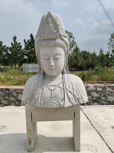 รูปปั้นอกหินจีนกวน<span class=keywords><strong>อิ</strong></span><span class=keywords><strong>ม</strong></span>ขวัญหยินรูปปั้นหินแกรนิตสีเทาสีขาวธรรมชาติสำหรับรูปปั้นในสวนแกะสลักหิน - Product Image 2