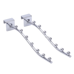 Bán Buôn Siêu Thị Kim Loại Chrome <span class=keywords><strong>Hook</strong></span> 7 Quả Bóng Trên Ống Vuông Treo Hooks Đối Với Quần Áo Hiển Thị Móc - Product Image 1