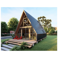 Structure de maison modulaire en acier portable et détachable pour hôtel de villégiature, structure de cadre mobile, maison préfabriquée à 2 étages, cabane triangulaire