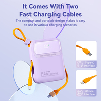 Banque d'alimentation portable de haute qualité, 22,5 W, avec câble de charge intégré, design avec cordon, affichage LED, charge rapide, kit de banque d'alimentation