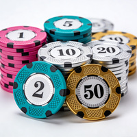 Jetons de poker en céramique à paillettes fantaisie, étui de présentation en acrylique personnalisable pour cadeaux de mariage, ensemble cadeau, vente en gros