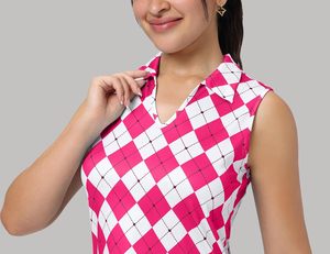 MathCat Débardeur de sport léger sans manches pour femme, protection UPF 50+, motif Argyle, 93 % polyester, 7 % élasthanne - Product Image 4
