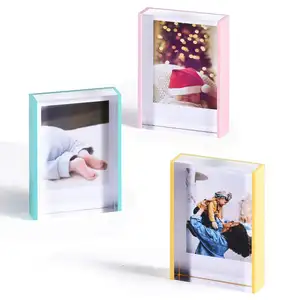 Polished Mini Acrylic Picture Frames Free Standing 2x3inch Instant Picture Frames Tabletop Desktop Sliding Photo Display