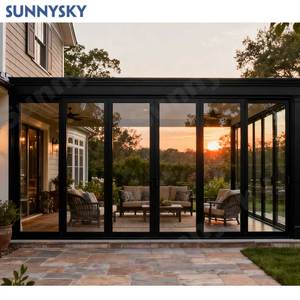 Sunnysky <span class=keywords><strong>Porte</strong></span> <span class=keywords><strong>coulissante</strong></span> véranda en aluminium personnalisée Portes et fenêtres en verre trempé double avec rail <span class=keywords><strong>Porte</strong></span> <span class=keywords><strong>coulissante</strong></span> à vendre - Product Image 1