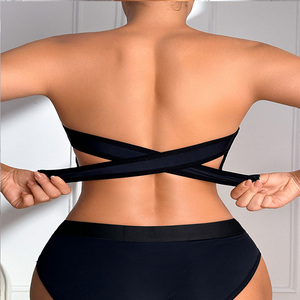 <span class=keywords><strong>Reggiseno</strong></span> <span class=keywords><strong>Senza</strong></span> <span class=keywords><strong>Spalline</strong></span> da Donna in <span class=keywords><strong>Pizzo</strong></span> Jacquard Ondulato Sexy con Striscia Antiscivolo, <span class=keywords><strong>Spalline</strong></span> Incrociate sul Retro, Design con Chiusura Laterale - Product Image 2