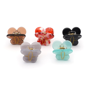 Mini pince à cheveux en forme de papillon personnalisée en acétate doré gravé accessoires de cheveux transparents de haute qualité pour femmes - Product Image 6