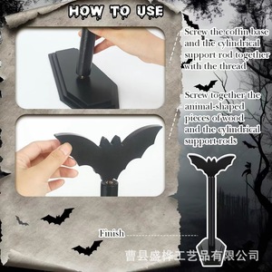 Portarrollos de Papel con Diseño de Murciélago para Halloween, Negro, Estilo Gótico, Decorativo para Escritorio - Product Image 4