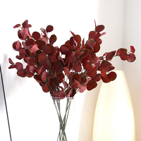 Produits en gros Décoration intérieure Faux Pittosporum Leaf Branch White Edge Leaf Feuilles artificielles de ficus pour la décoration