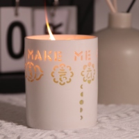 C & H Individuelles Logo Luxuriöse Keramik-Duftkerzen im Ausgehöhlten Design Sojawachs Aromatherapie-Kerze Tischdekoration Wohnzimmer Geschenk