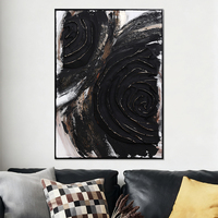Tableau mural 3D Homco, décoration abstraite moderne, peint à la main, noir, personnalisable, pour la maison ou le bureau