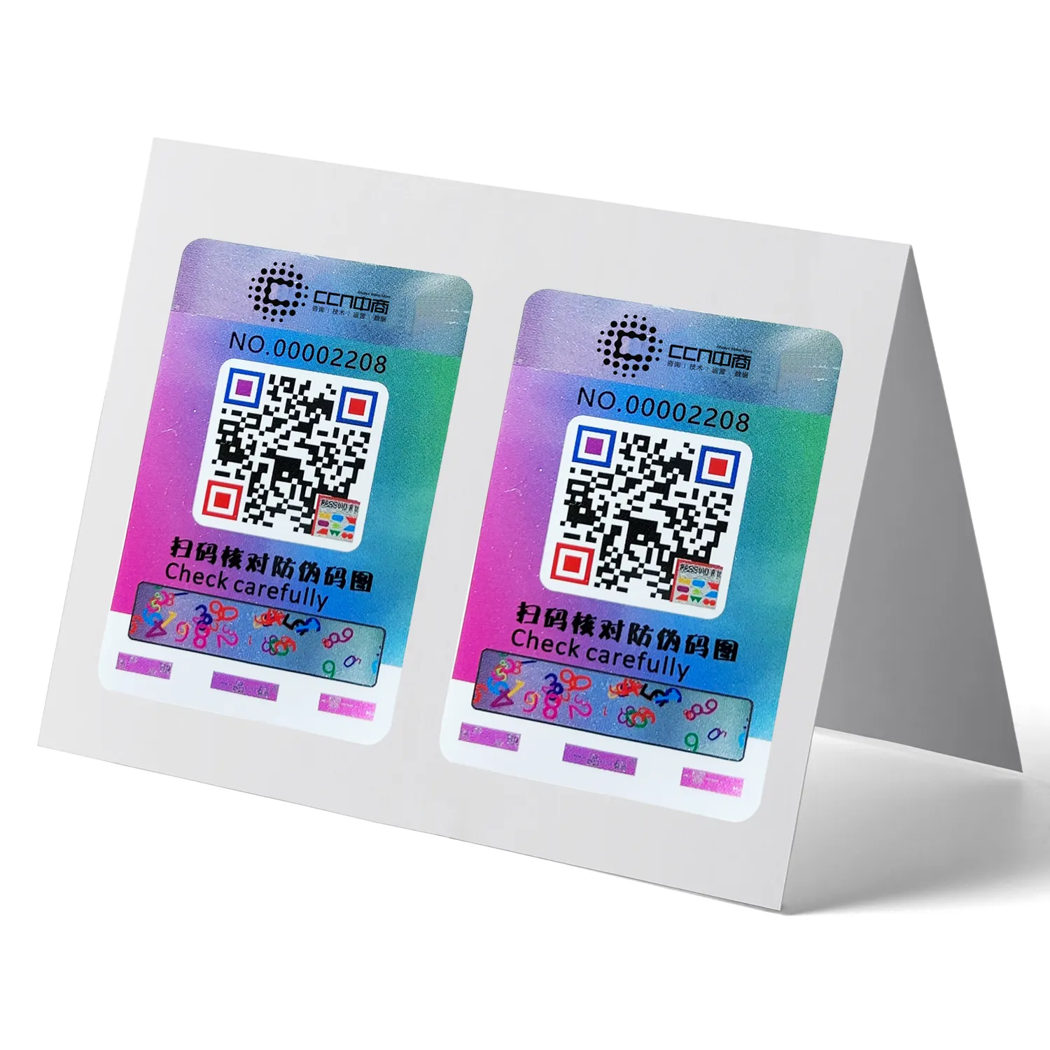 Custom Printing Tamper Void Hologram Sticker Hot Stamping Security Label With Serial Number