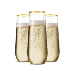 אמזון למעלה מוכר קריסטל Stemless חתונה שמפניה חליל פלסטיק שמפניה חלילי זול שמפניה חלילי