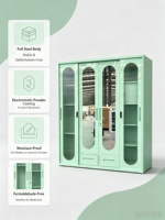 Armoire en acier à 4 portes de grande capacité avec espace de suspension et multiples étagères de rangement