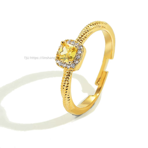 Sugar Cube <b>Ring</b> Opening Zircon Ladies <b>Ring</b> Hip Hop Personality Jewelry - Product Image 1