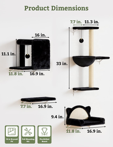 Custom Modern Stable Wooden Cat Climber Wall-Mounted Cat Furniture with Cat House Bridge Tree Scratcher - Product Image 4