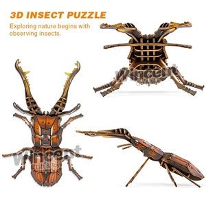 Jeu de puzzle en bois 3D à découper au laser, scarabée du bois, jouets de puzzle en bois pour enfants - Product Image 3