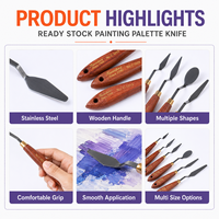 Couteau à palette Giorgione en stock, pièce unique, plusieurs tailles, lame en acier inoxydable, manche en bois, fournitures d'art, vente en gros