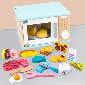 Jouets éducatifs Montessori pour la petite enfance, ensemble de four à micro-ondes <span class=keywords><strong>en</strong></span> <span class=keywords><strong>bois</strong></span> à faire soi-même, 7 pièces, jouets de <span class=keywords><strong>cuisine</strong></span> pour enfants de 3 ans et plus - Product Image 5