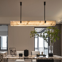 Lustre suspendu linéaire moderne et minimaliste, luminaire de plafond en marbre naturel espagnol pour restaurant et maison