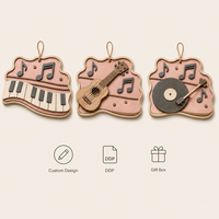 Ornement musical en contreplaqué peuplier découpé au laser 3D en forme de touches de piano, personnalisé ODM, pour la vente en gros, cadeau de la Fête des Mères, conforme CPSC, DDP