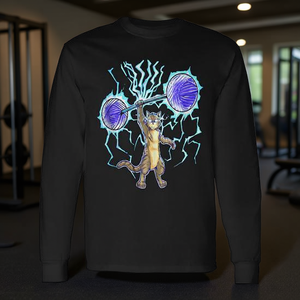 Tabby Cat Weightlifting Long Sleeve <b>T</b>-<b>Shirt</b> Fitness <b>Bodybuilding</b> Design - Product Image 3