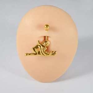Piercing de ombligo de acero inoxidable con barra curva, divertido y sexy, para hombres y mujeres, con diseño de Kama Sutra. - Product Image 6
