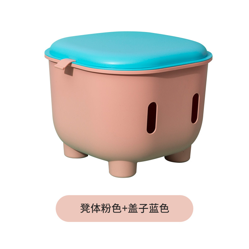 Pink stool with blue lid (Walmart price: 69.9 yuan)