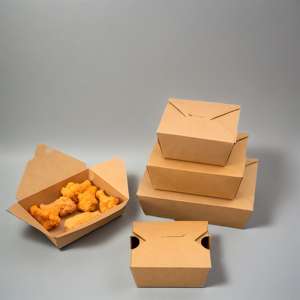 Precio barato, papel Kraft marrón, caja de embalaje de grado alimenticio, ensalada, sándwich, comida para llevar, fiambrera - Product Image 6