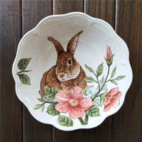 Assiettes décoratives en céramique de Pâques personnalisées avec des lapins, ensembles de vaisselle pour le dîner, décoration de fête à domicile