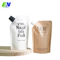Pochette Doypack Personnalisée avec Bec Verseur en Papier Kraft Blanc, Imprimée, 250ml 300ml, pour Recharge Liquide, Recyclable et Biodégradable