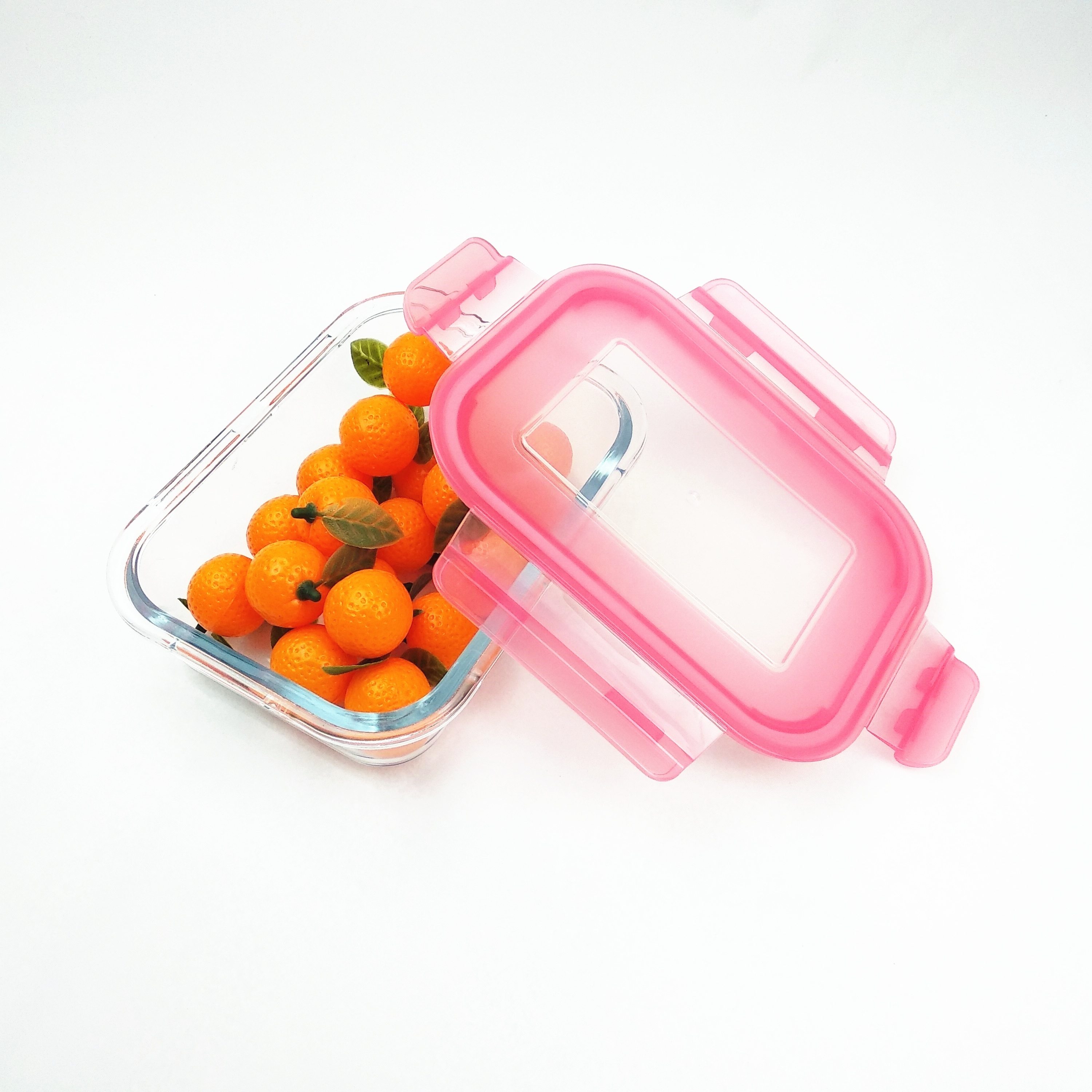 Écologique anti-Fuite Micro-ondable Rect Verre Alimentaire Gardien Boîte de Conteneur de Stockage Avec Pp Couvercle De Couleur