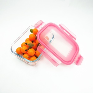 Écologique anti-Fuite <span class=keywords><strong>Micro</strong></span>-<span class=keywords><strong>ondable</strong></span> Rect Verre Alimentaire Gardien Boîte de Conteneur de Stockage Avec Pp Couvercle De Couleur - Product Image 1