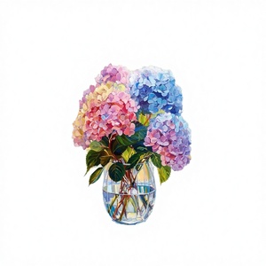 Kit de Peinture Diamant 5D Personnalisé DIY, Style Américain, <span class=keywords><strong>Toile</strong></span> Imprimée Hortensias Roses et Bleus en Vase, Point de Croix Complet, Décoration Maison - Product Image 4