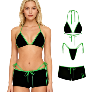 Customizable Sports Style Clashing <strong>Swimwear</strong> <strong>Manufacturer</strong> Women's Eco Friendly Bikini Custom Logo Bikini Shorts 3 Piece Set - Product Image 5