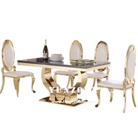 Tables dorées modernes de luxe en acier inoxydable pour décoration nuptiale de mariage, meubles d'hôtel