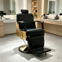 Fauteuil de Barbier Hydraulique Inclinable Luxe Or et Noir, Design Mid-Century, Rotation à 360 Degrés, pour Salon et Extérieur (Vente en Gros)