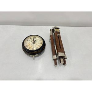 Horloge de bureau Art déco nautique et maritime avec support trépied, mouvement à ressort, en laiton écologique, analogique ronde pour la maison et le bureau - Product Image 4