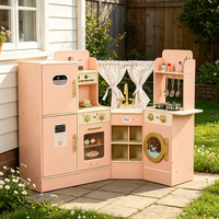 Ensemble de cuisine d'angle en bois pour enfants, jeu de simulation de cuisine pour tout-petits, réfrigérateur, machine à laver, jeu de rôle, jouet éducatif Montessori
