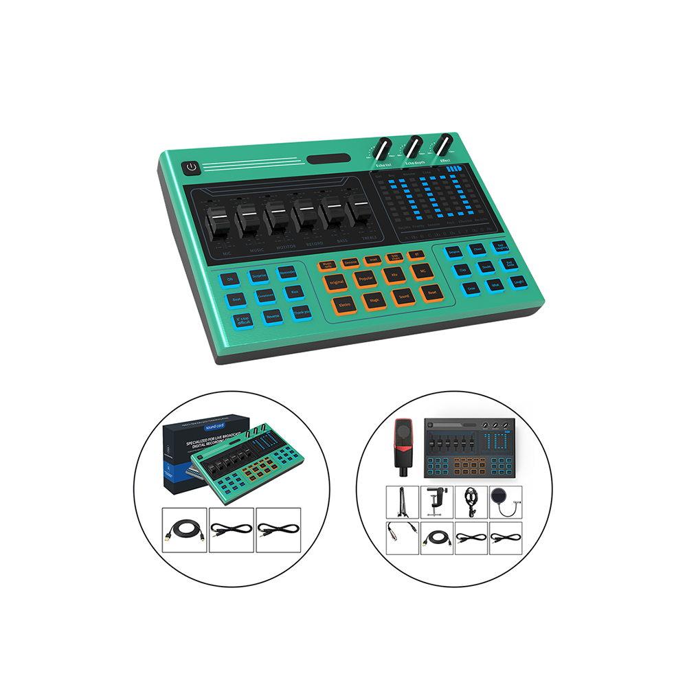 Live broadcasting studio recording external usb audio interface sound card voice changer for iphone gaming