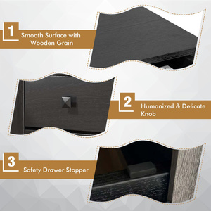 DB Table de chevet rétro de luxe moderne avec 2 tiroirs en bois massif de style industriel assemblé pour une utilisation en appartement - Product Image 1