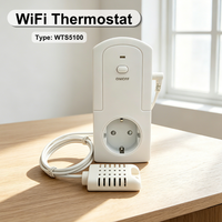 Termostato Inteligente Automático con Wi-Fi Tuya para Sistema de Hogar Inteligente, Calefacción/Refrigeración Eléctrica, Humidificación/Deshumidificación, IP21, Rango de 10-50m