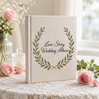 Album photo en lin brodé à la main de luxe, design feuille de Ginkgo, livre de souvenirs de mariage, couverture en tissu, scrapbook, cadeau haut de gamme