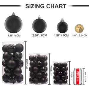 2019 festive decorations for Christmas tree hanging baubles plastic black ball decoration noel Black - Product Image 4