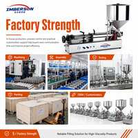 Machine de remplissage horizontale pneumatique pour liquides visqueux et épais avec chauffage, 25-1000 ml, pour le miel et le sirop comestible