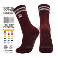 Chaussettes de Pilates de bonne qualité avec logo personnalisé, antidérapantes, pour le fitness et le yoga, avec motif brodé