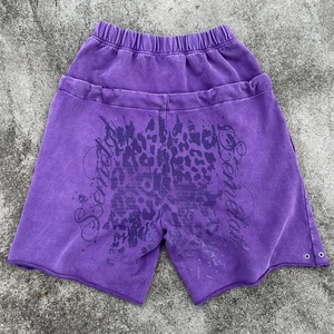 Shorts Bermuda Homme Imprimé Léopard Délavé Effet Vintage Double Taille Ample avec Cordon de Serrage 100% Coton – Vente en Gros - Product Image 2