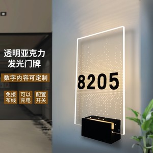 Letrero Luminoso Peize Hardware, Placa de Puerta Iluminada, Acrílico, Montaje en Pared, LED Personalizable, Número de Habitación para Hotel, Hostal, KTV, Salón de Belleza - Product Image 3