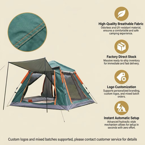 4 Person 2.1x2m 210D Oxford Fabric Waterproof Quick Automatic Opening 4-Season Single-Layer UV-Resistant Camping <b>Tent</b> - Product Image 1